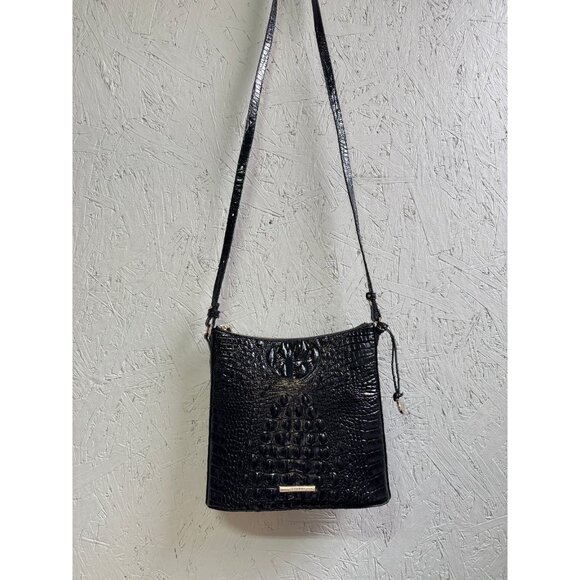 BRAHMIN Katie croc embossed leather small crossbody bag - Black Melbourne - Picture 10 of 13